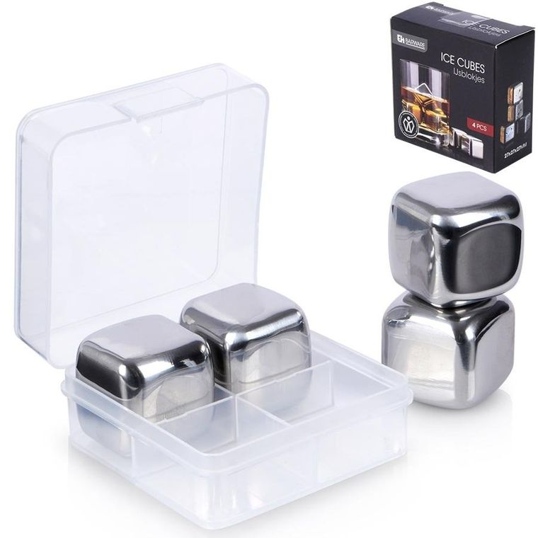 Excellent Houseware, kostki lodowe stalowe, wielorazowe, 4 szt.