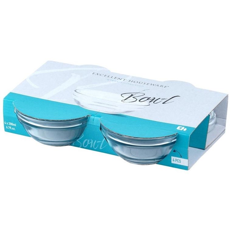Excellent Houseware, miseczki szklane, 10,5 cm, 200 ml, 4 szt.