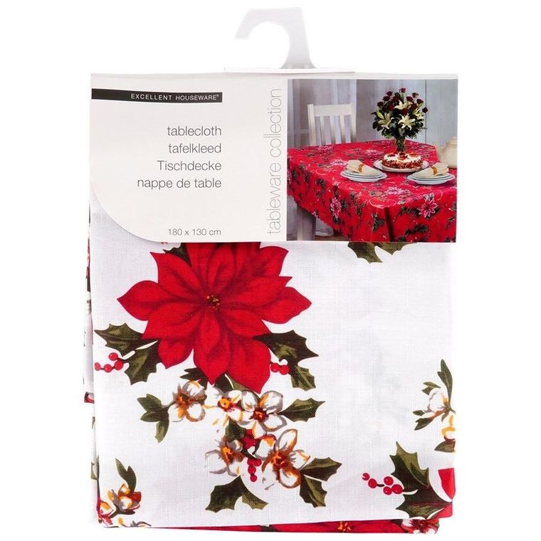 Excellent Houseware, obrus świąteczny plamoodporny, 180-130 cm