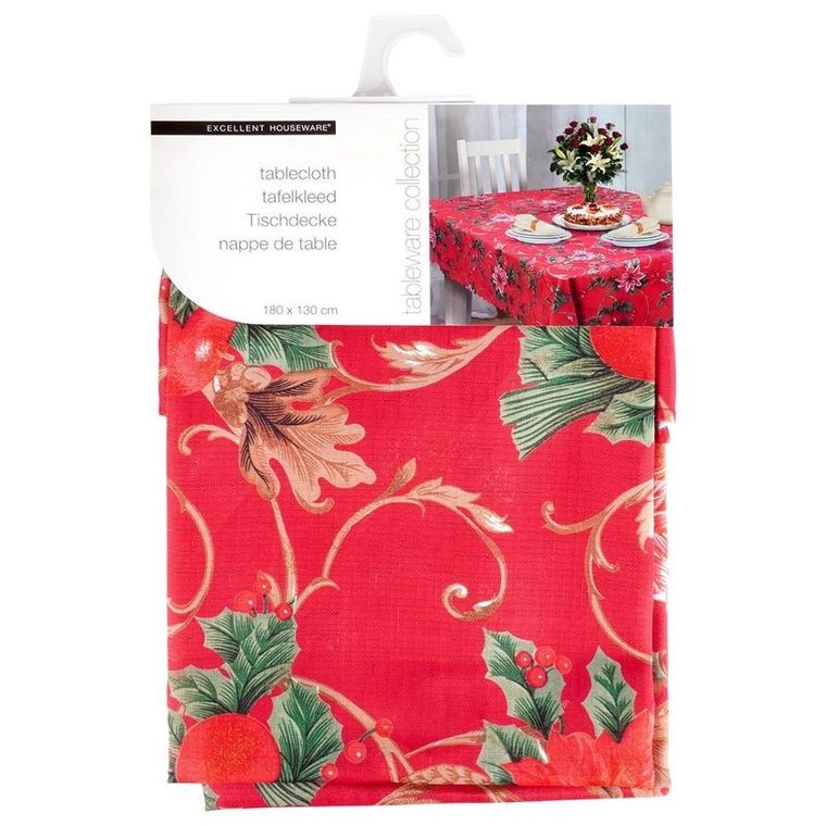 Excellent Houseware, obrus świąteczny plamoodporny, 180-130 cm