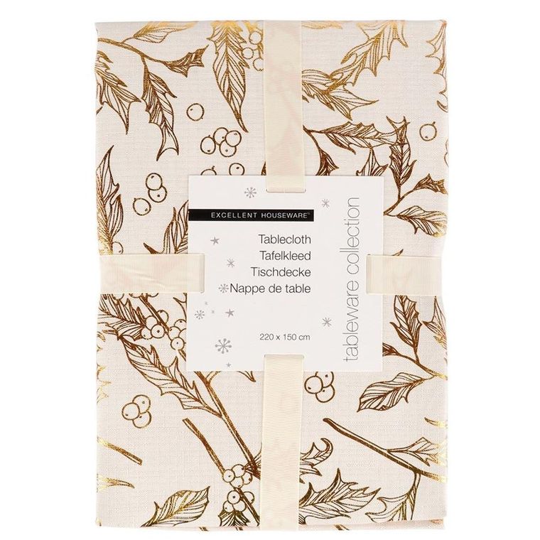 Excellent Houseware, obrus świąteczny plamoodporny, 220-150 cm