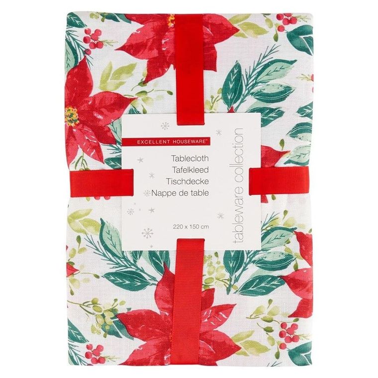 Excellent Houseware, obrus świąteczny plamoodporny, 220-150 cm