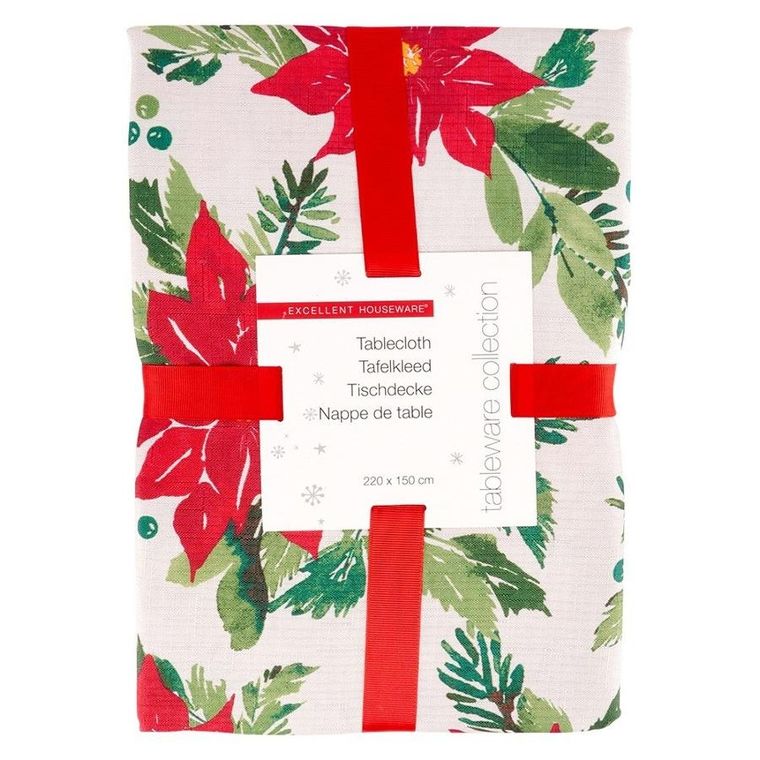 Excellent Houseware, obrus świąteczny plamoodporny, 220-150 cm