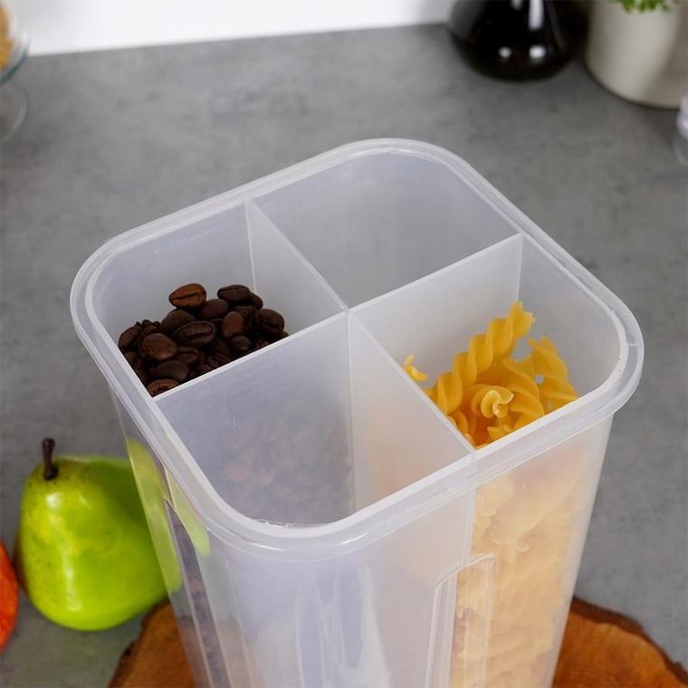 Excellent Houseware, pojemnik na produkty sypkie z dozownikiem dzielony, 3 l