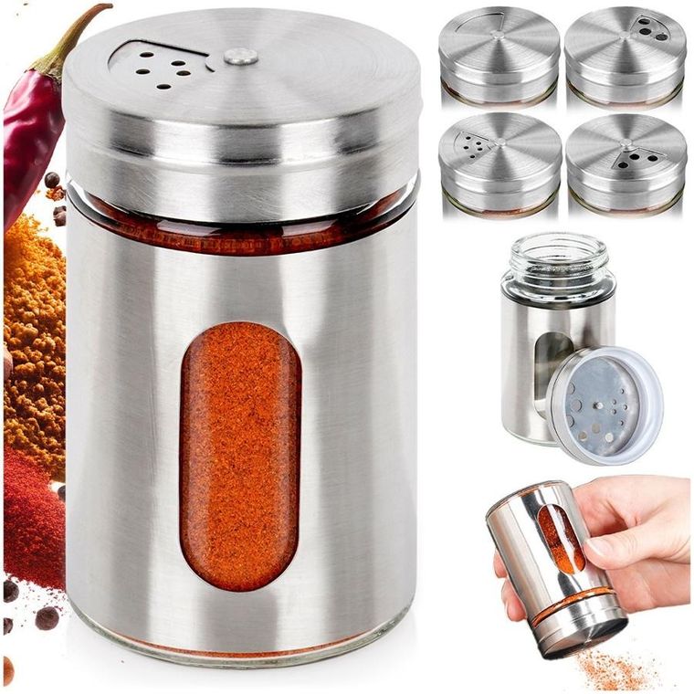 Excellent Houseware, pojemnik na przyprawy z sitkiem, szklany, 100 ml