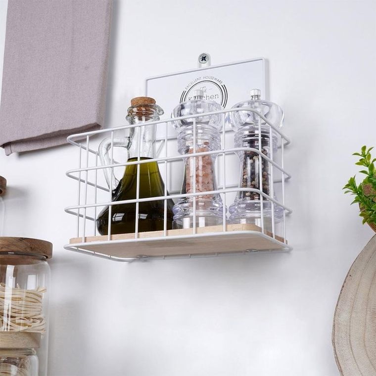 Excellent Houseware, półka kuchenna, metalowa biała, 21-12.5-24 cm