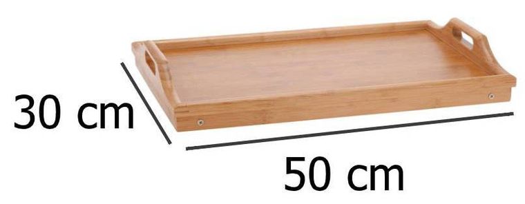 Excellent Houseware, stolik śniadaniowy, bambusowa taca z nóżkami, 50-30 cm