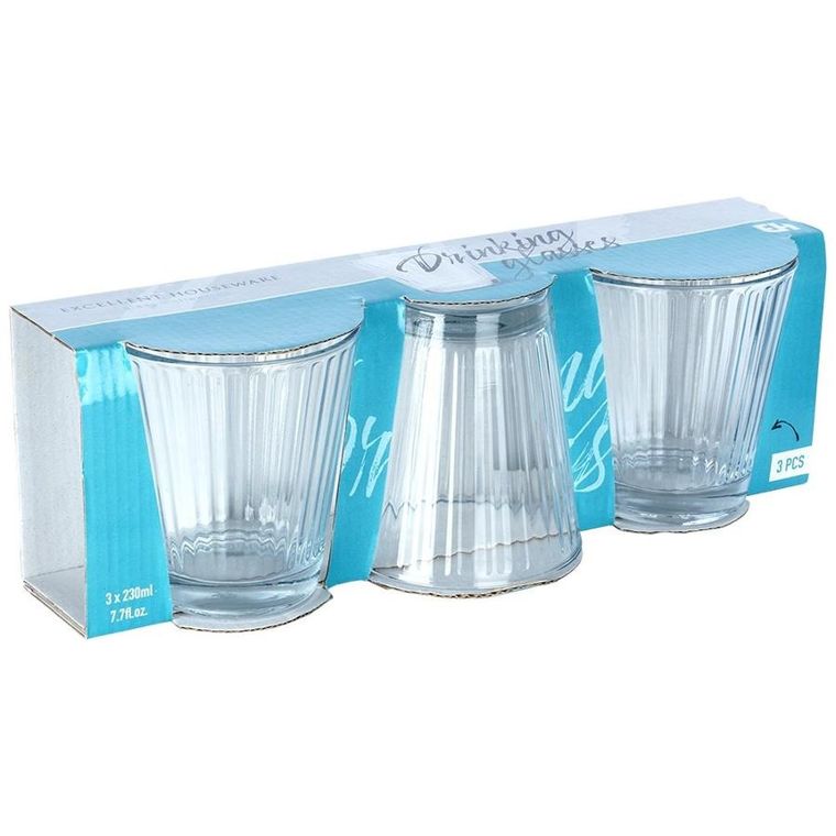 Excellent Houseware, szklanki, 220 ml, 3 szt.