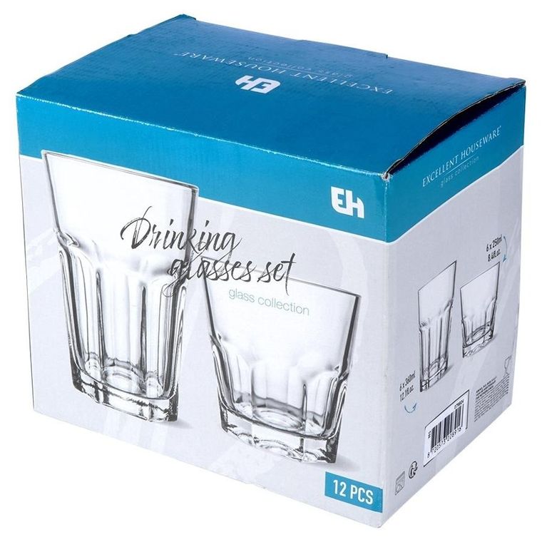 Excellent Houseware, szklanki, 230, 330 ml, 12 szt.