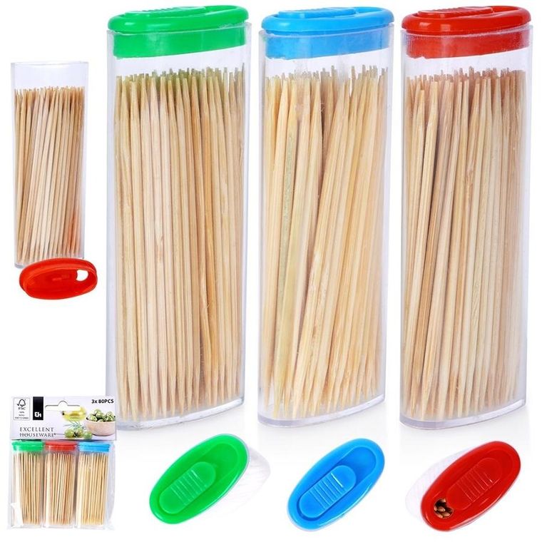 Excellent Houseware, wykałaczki bambusowe, 3-80 szt.