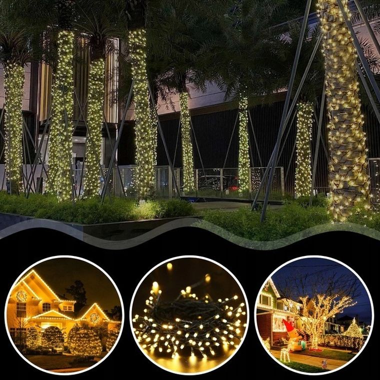 Extralink, lampki choinkowe, świąteczne, 10,5m, 100 LED, ciepłe, białe, na baterie