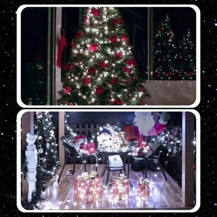 Extralink, lampki choinkowe, świąteczne, 10m, 100 LED, białe, zimne, zewnętrzne, wewnętrzne, na baterie