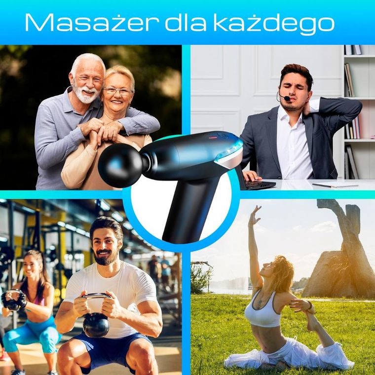 Extralink, Massage Gun Lite, pistolet do masażu, 3200 RPM, 6 końcówek