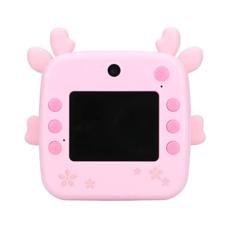 Extralink, zestaw: Jelonek, drukarka termiczna z aparatem, różowa + papier termiczny, 3 szt.