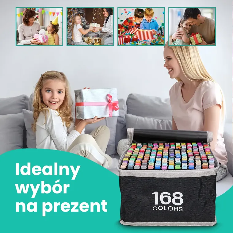 Extralink, zestaw markerów alkoholowych, 168 kolorów