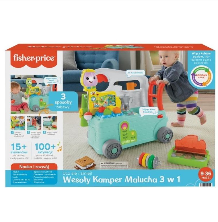 Fisher-Price, Wesoły kamper malucha 3w1, zabawka niemowlęca