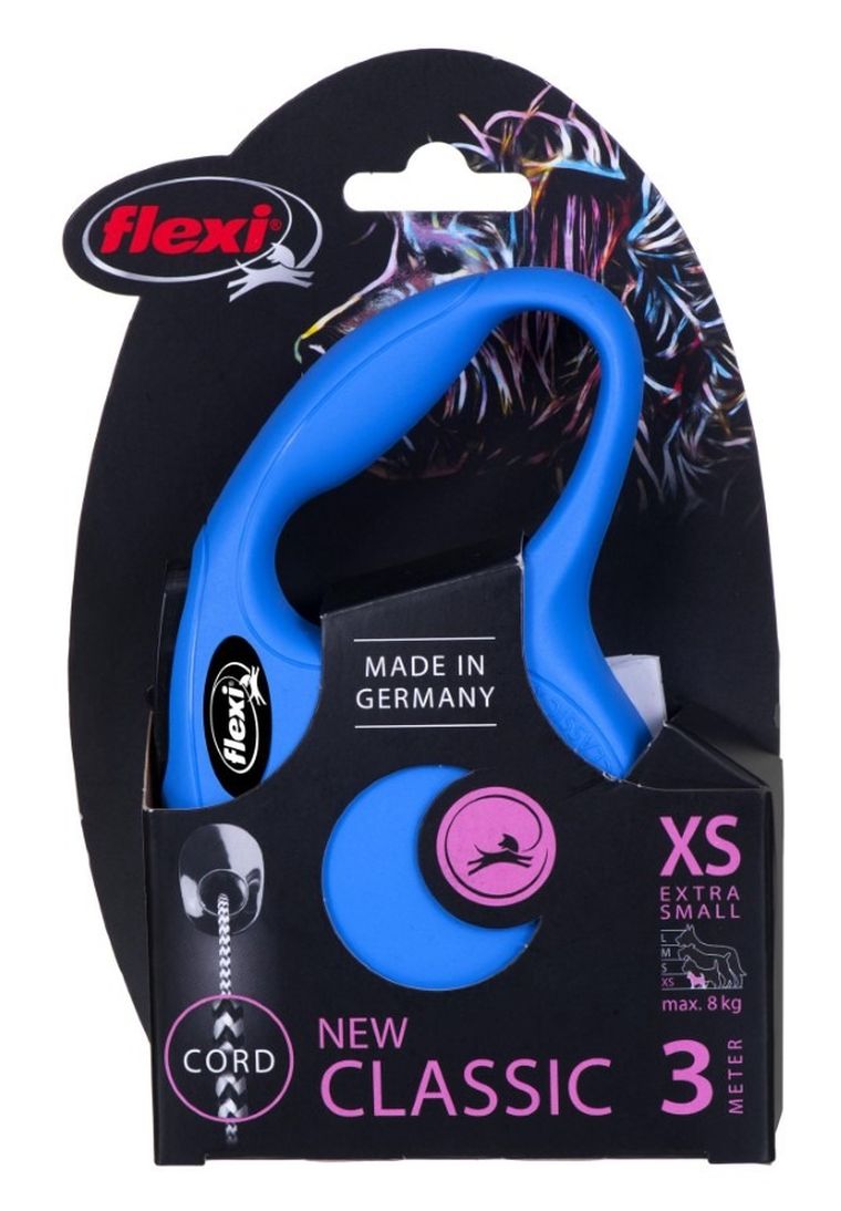 Flexi, New Classic, smycz, rozmiar XS, linka, 3 m, do 8 kg, niebieski