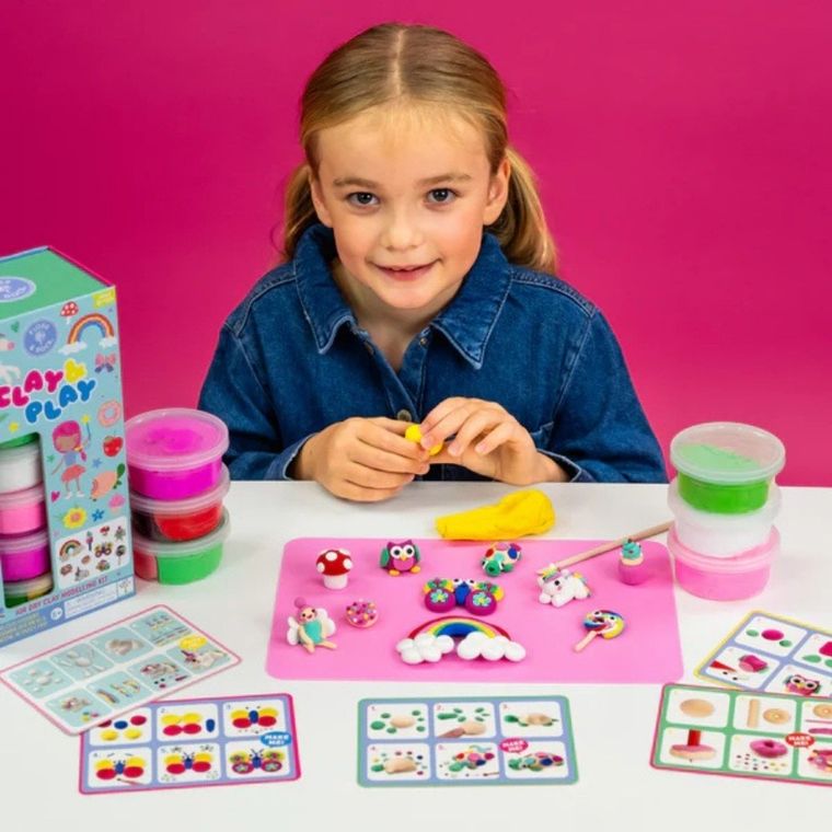 Floss & Rock, Clay & Play, Tęczowe wróżki, zestaw z gliną samoutwardzającą, 10 kolorów