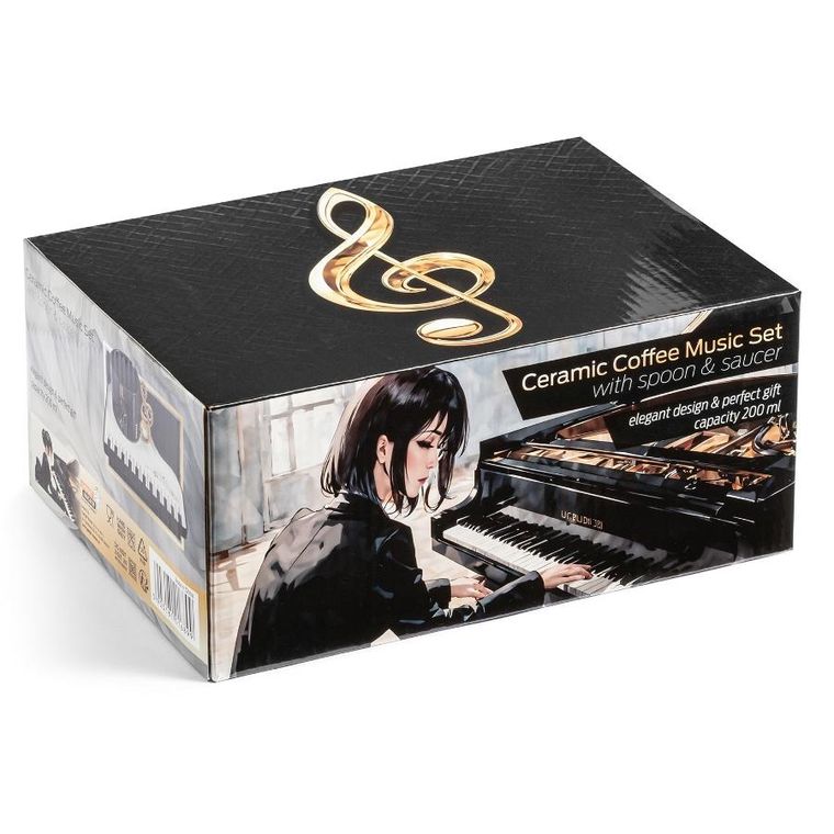 Gadget Master, zestaw melomana, filiżanka ze spodkiem i łyżeczką