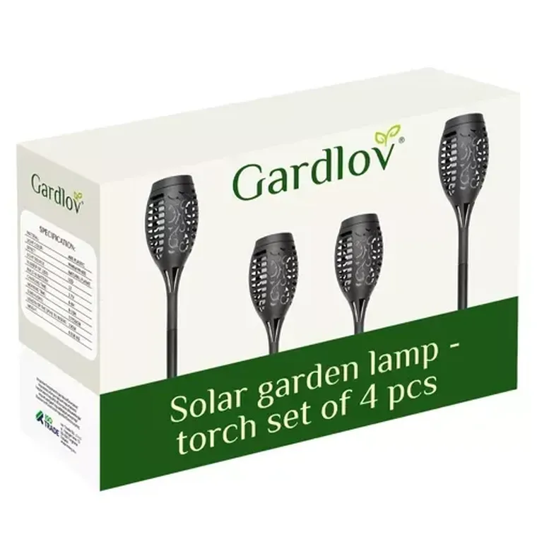 Gardlov, lampa ogrodowa solarna, pochodnia, 4 szt.