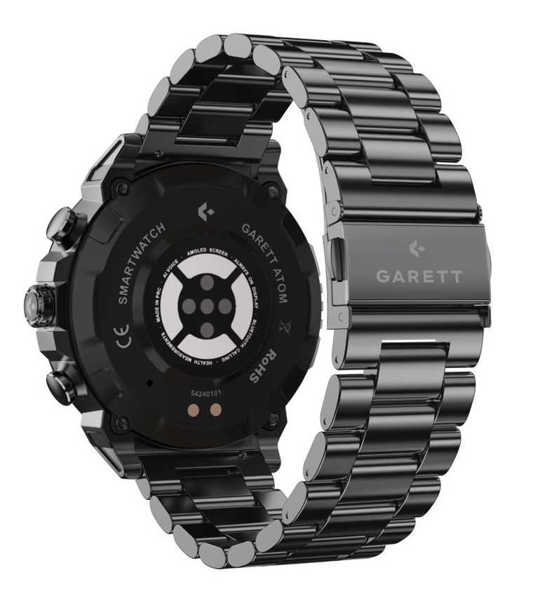 Garett, Atom, smartwatch czarny stalowy