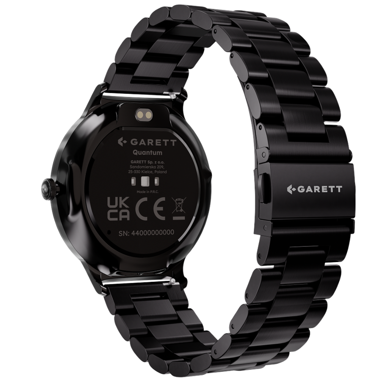 Garett, Quantum, smartwatch, stalowy, czarny