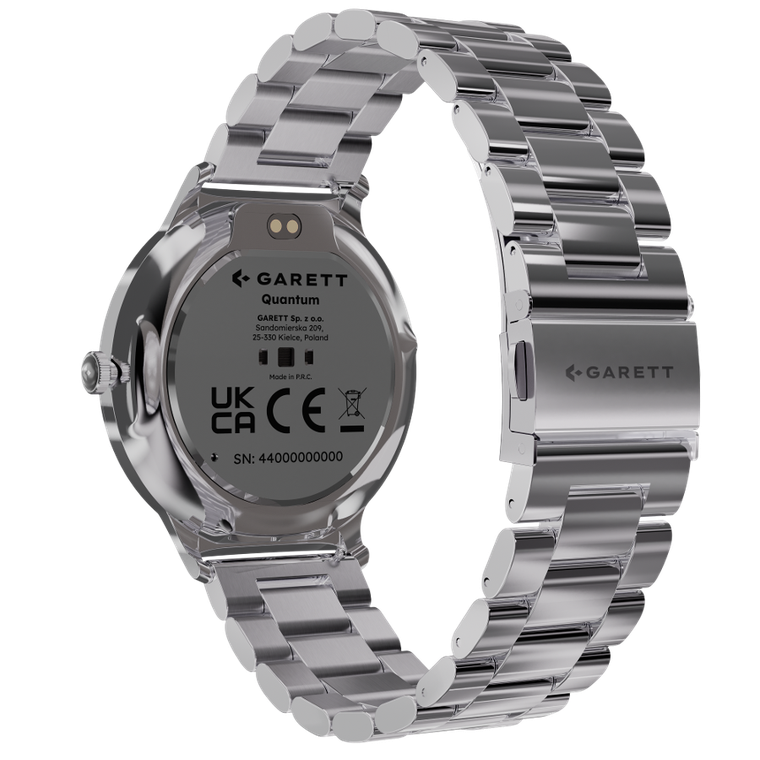 Garett, Quantum, smartwatch, stalowy, srebrny