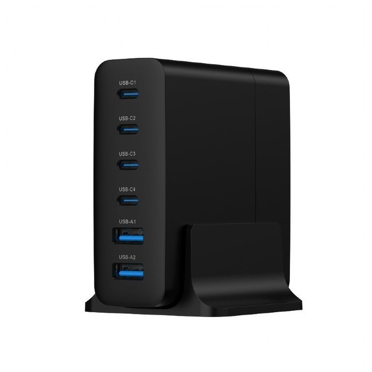 Gembird, ładowarka uniwersalna, 75W, GaN 2xUSB-A 4xUSB-C, szybkie ładowanie, czarna