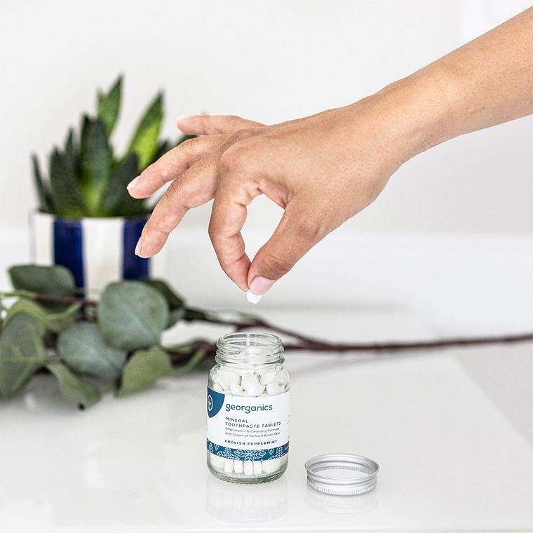 Georganics, naturalne tabletki do mycia zębów, English Peppermint, 120 tabletek