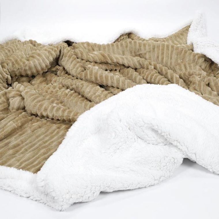 Giftdecor, koc dwustronny z barankiem, 130-170 cm