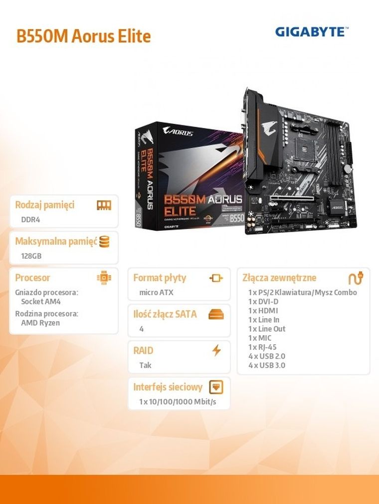 Gigabyte, płyta główna, B550M AORUS ELITE