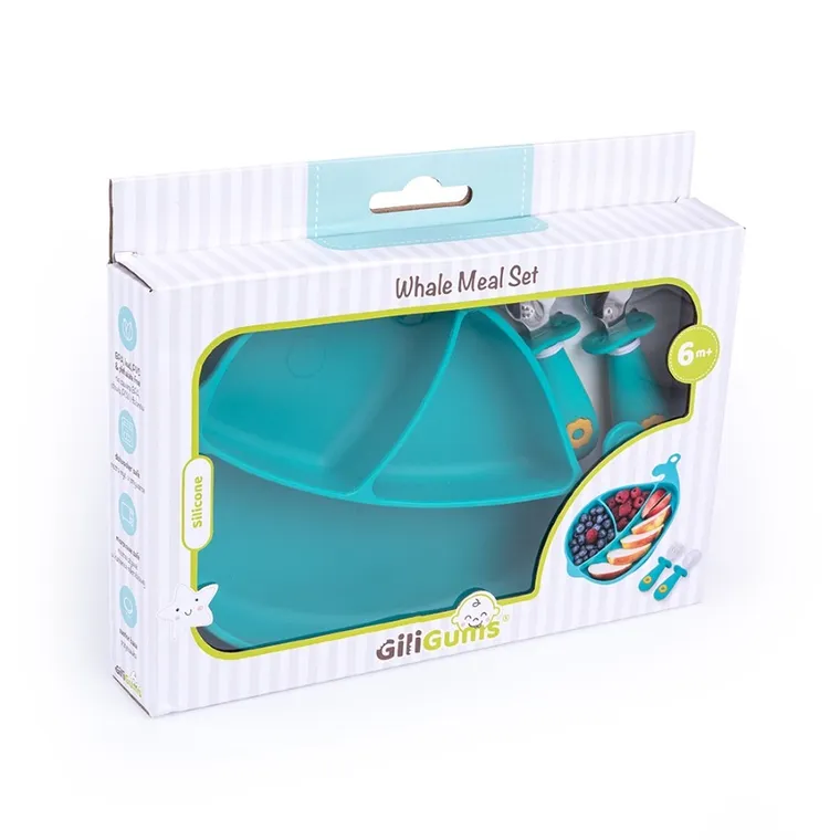 GiliGums, Wieloryb, zestaw: talerz ze sztućcami, morski