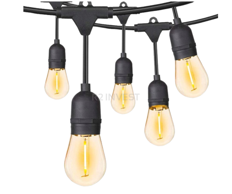 Girlanda ogrodowa świetlna, 20m, 20 żarówek LED, sieciowa, wodoszczelna