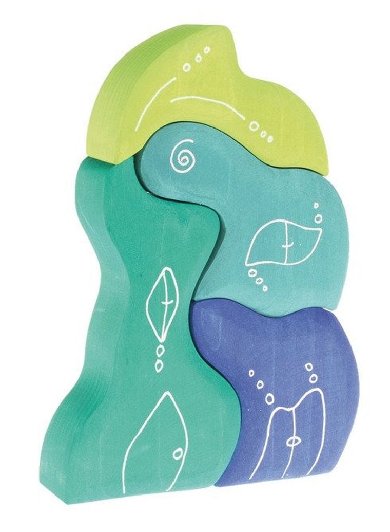 Grimm's, kształty wodne, klocki drewniane, niebieskie