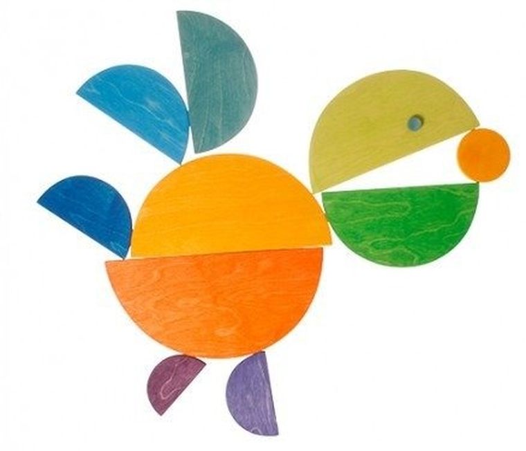 Grimm's, Półokręgi, drewniana układanka, 11 elementów, 2+