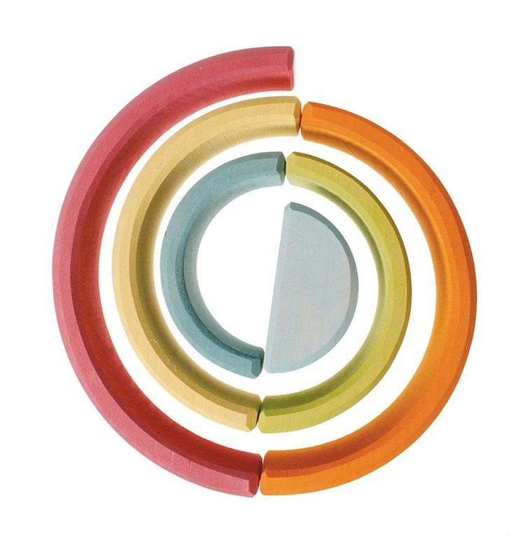 Grimm's, Tęcza, zabawka drewniana, pastelowa, 6 elementów, 1+