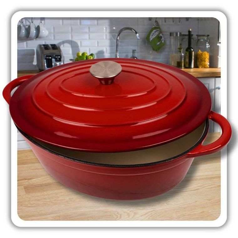 Hage, brytfanna żeliwna, emaliowana, gęsiarka, czerwona, 6l