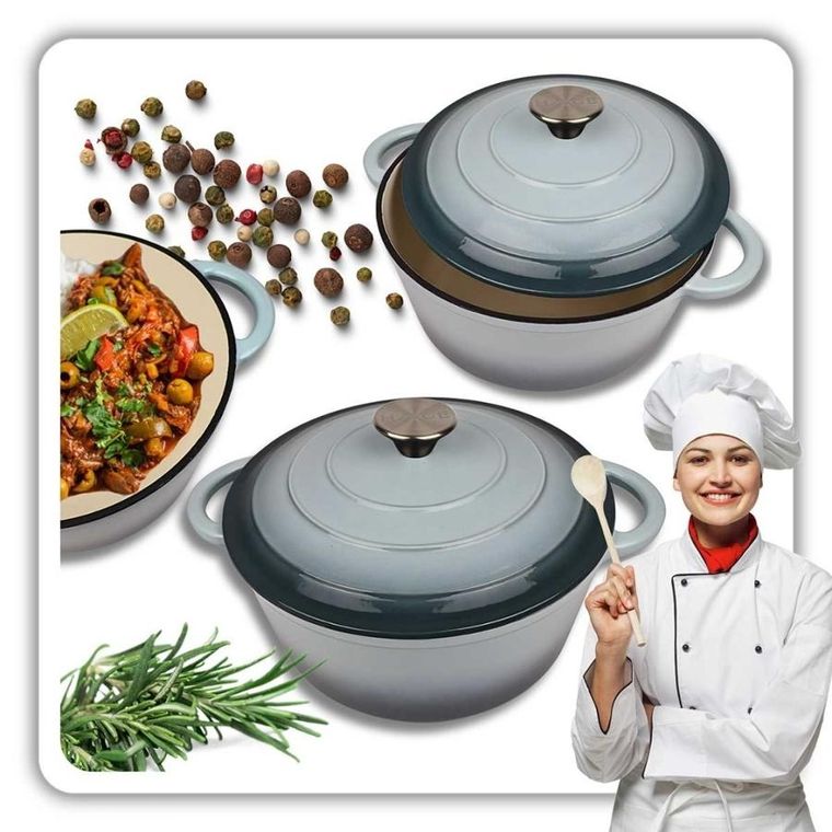 Hage, emaliowany garnek, żeliwny, sea salt, 22 cm, 3l