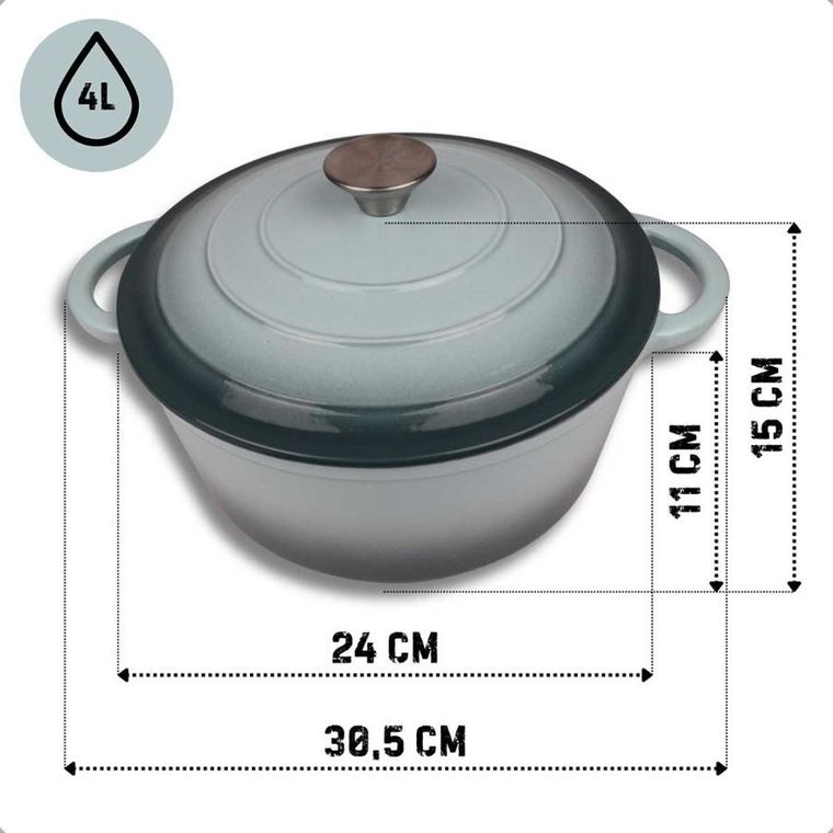 Hage, emaliowany garnek, żeliwny, sea salt, 24 cm, 4l