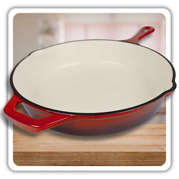 Hage, patelnia żeliwna, emaliowana, czerwona, 26 cm