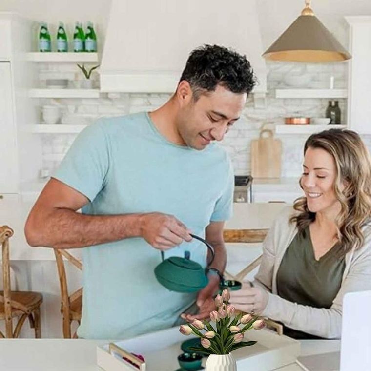 Hage, zestaw dzbanek żeliwny, z filiżankami i podgrzewaczem, zielony, 4-60 ml, 900 ml