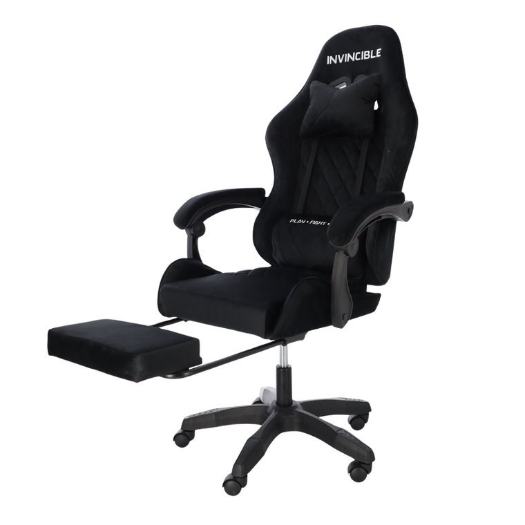HaloFuture, fotel gamingowy, z podnóżkiem, czarny