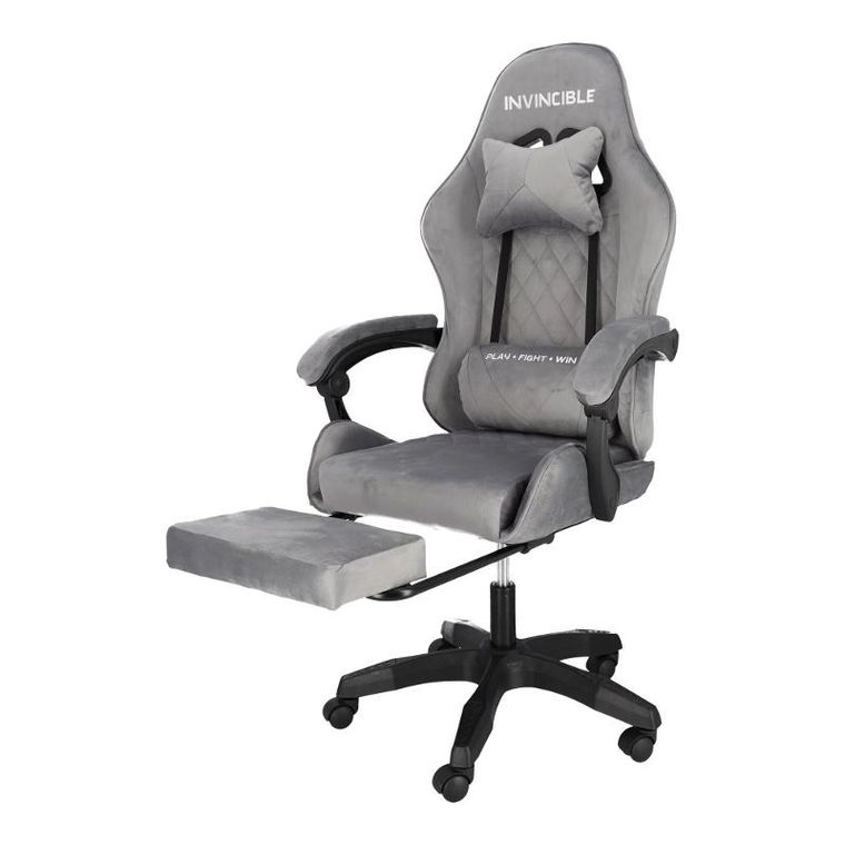 HaloFuture, fotel gamingowy, z podnóżkiem, szary