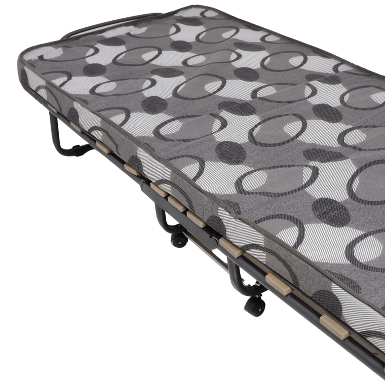 HaloFuture, łóżko gościnne, turystyczne, składane z materacem i kółkami, szary, 80-190 cm