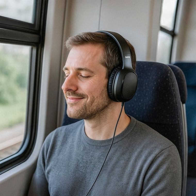 Hama, Fun C, słuchawki przewodowe, nauszne, z mikrofonem, USB‑C, czarne