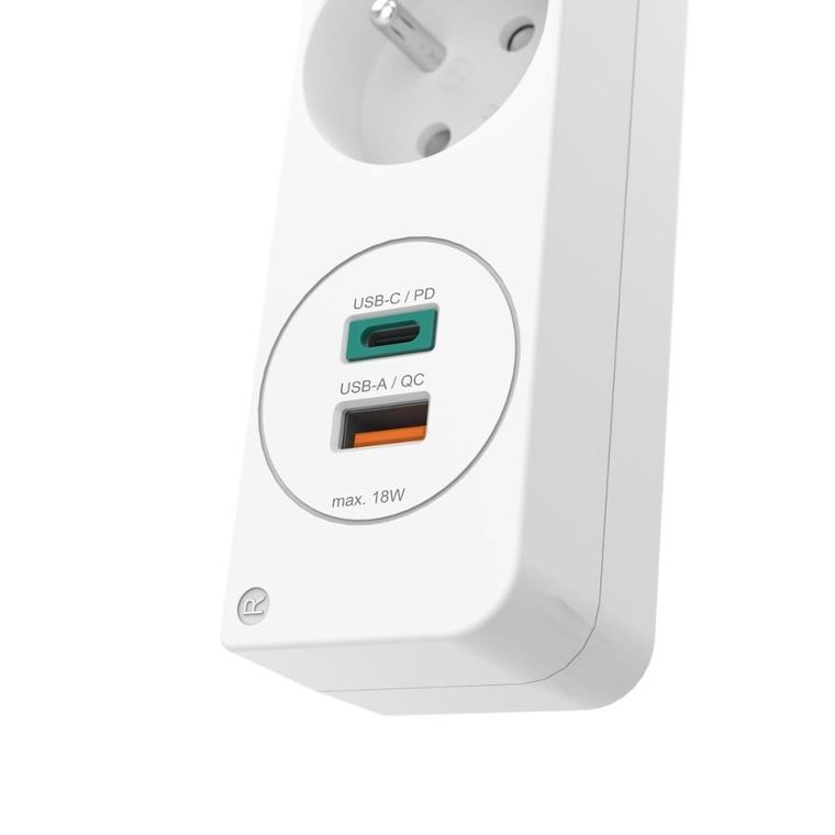 Hama, listwa zasilająca, 3 gniazdka + 2xUSB C/A
