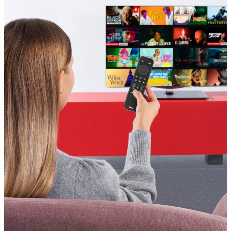 Hama, pilot uniewersalny smart tv 2w1, obsługa Netflix, Prime video, Disney+