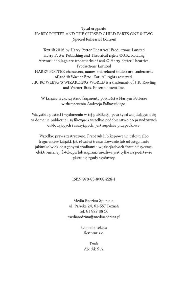 Harry Potter i przeklęte dziecko. Część 1-2