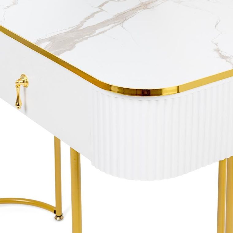 Hedo, Verdrid, toaletka kosmetyczna z lustrem LED, z krzesłem, biała, 100 cm