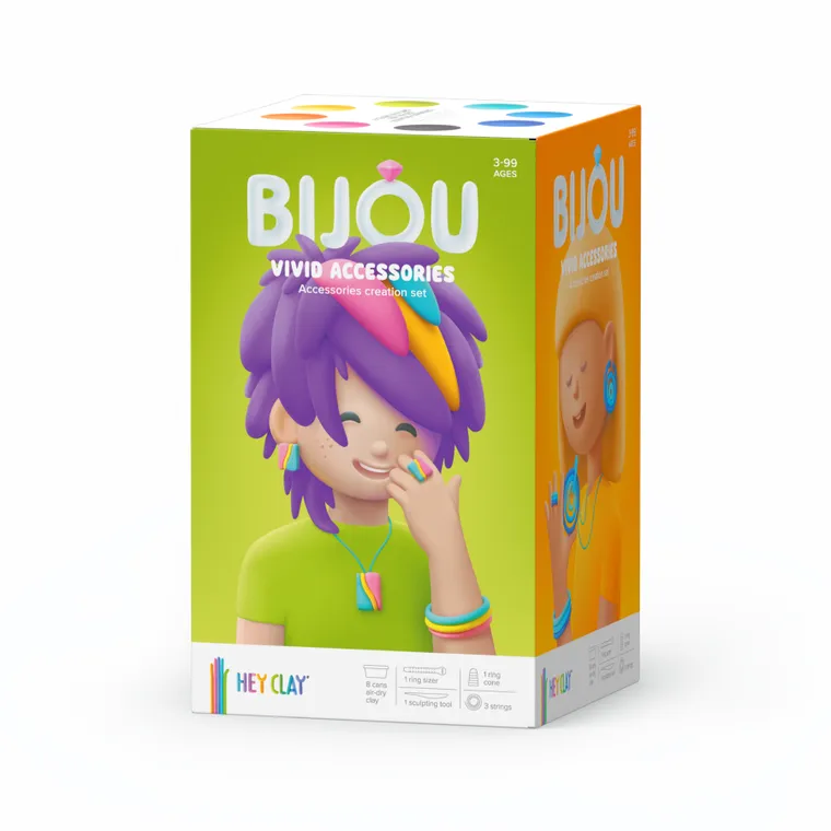 Hey Clay, Bijou, kolorowa biżuteria, masa plastyczna, 8 szt.